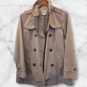 Worthington Women's Double-Breasted Gray Trench Coat (SIZE:Large )